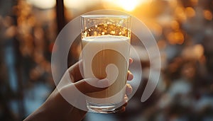 A Glass of Milk at Sunset photo