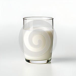 a glass of milk on a white background with a shadow. one whole glass with a drink.