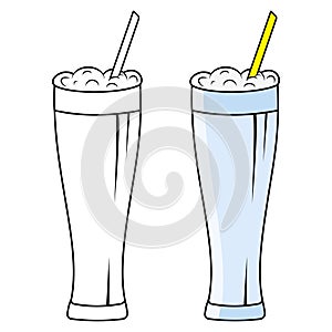 A glass with a milkshake and a straw, an isolated vector illustration of the icon