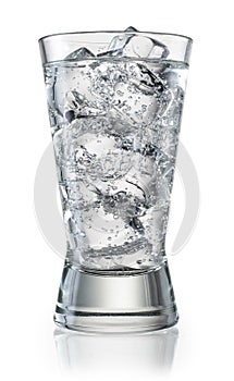 Glass of mineral carbonated water with ice. With clipping path