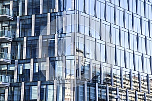 Glass mirror blue house office building abstraction background t