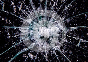 Glass mirror frame hole shattered destroyed