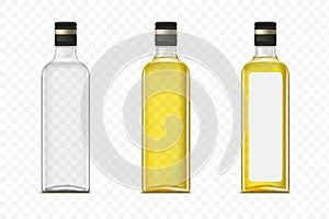 Glass mockup bottles with olive oil