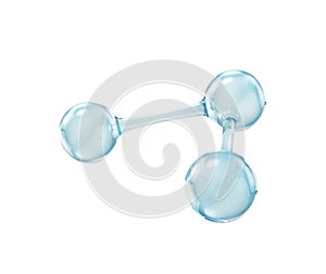 Glass molecule. Reflective and refractive abstract molecular shape isolated on white background