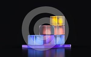 Glass morphism business chart icon with colorful gradient light