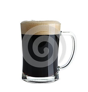 Glass mug with cold dark beer