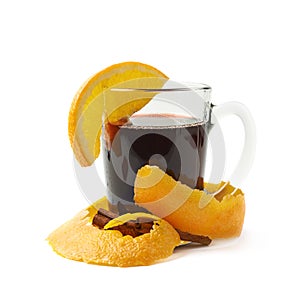 Glass of mulled wine isolated