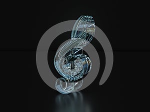 Glass music note symbol 3D illustration