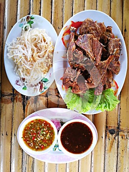 Glass noodle meal with spicy and Thailand herb