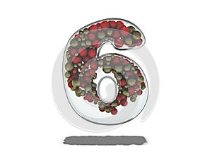 Glass Number With Red and Gold Spheres.