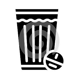 glass off water with tablet glyph icon vector illustration