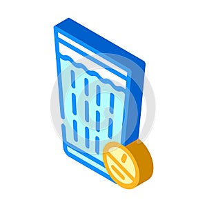 glass off water with tablet isometric icon vector illustration