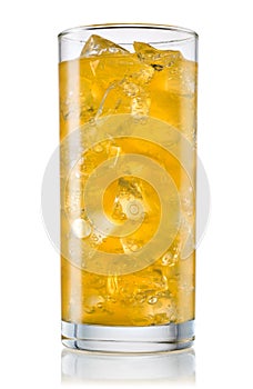 Glass of orange carbonated lemonade fanta. With clipping path