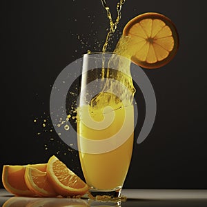 A glass of orange juice, created by generative ai tools