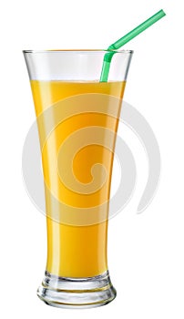 Glass of orange juice isolated on white. With clipping path