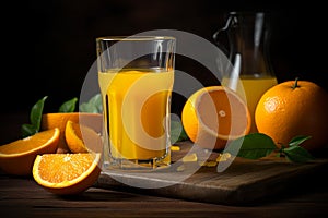 Glass of Orange Juice Next to Sliced Oranges