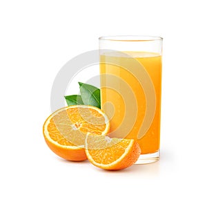 Glass of Orange juice with orange sacs photo