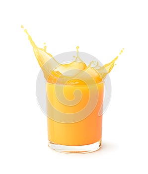 Glass of orange juice splash