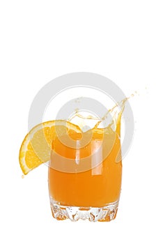 Glass of orange juice splash