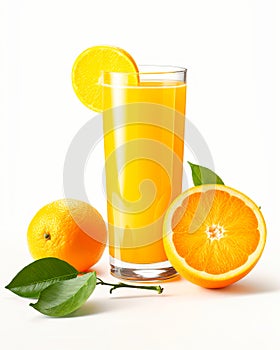 Glass of Orange Juice With Two Oranges