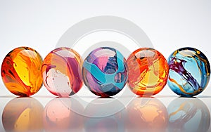 Glass paperweights on a plain white surface -Generative Ai photo