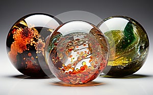 Glass paperweights on a white background -Generative Ai photo