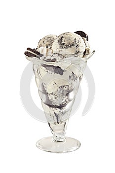 Glass parfait glass with Oreo handmade ice cream