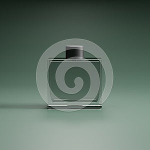 glass parfume bottle mockup with green ambient