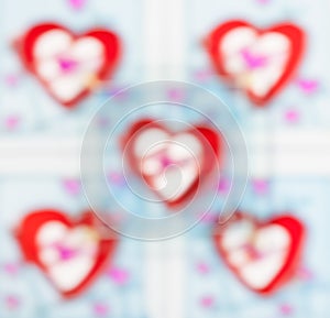 Glass patterned ,beautiful color blur heart background