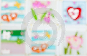 Glass patterned ,beautiful color blur heart background