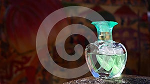 Glass perfume bottle footage day light