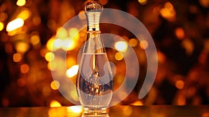 Glass perfume bottle gold bokeh hd footage