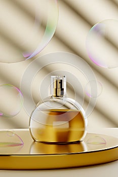Glass Perfume Bottle Inspired By Bubbles - 3D Illustration Render