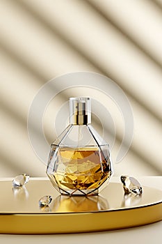 Glass Perfume Bottle Inspired By Diamond - 3D Illustration Render