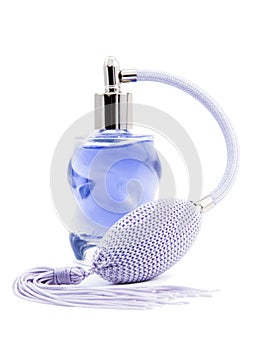 Glass perfume bottle with pump.