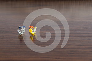 Glass pig decoration on a table.