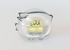 Glass Piggy Bank IOU