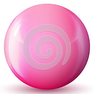 Glass pink ball or precious pearl. Glossy realistic ball, 3D abstract vector illustration highlighted on a white