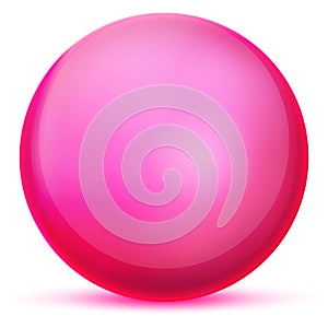 Glass pink ball or precious pearl. Glossy realistic ball, 3D abstract vector illustration highlighted on a white