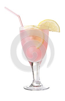 Glass Of Pink Lemonade Isolated