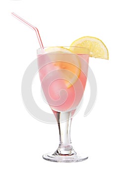 Glass Of Pink Lemonade Isolated