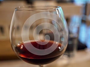 Glass of Pinot Nero wine at Italian restaurant, Bangkok, Thailand