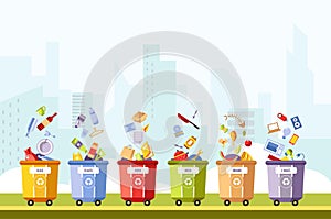 Glass and plastic, paper and metal, organic and waste vector