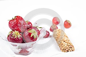 Glass plate with strawberry