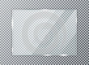 Glass plate on transparent background. Acrylic and glass texture with glares and light