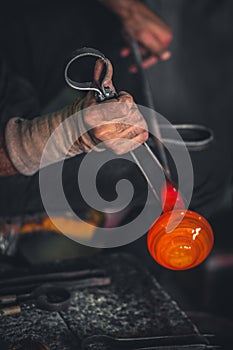 Glass production blowing traditional industry glass factory in Hebron, Palestine