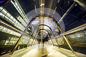 Glass protected gateway at night