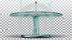 A glass pulpit, podium, or tribune, lighted on the front side. Microphone stand for conference debates, trophy isolated