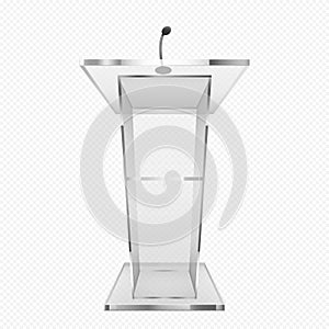 Glass pulpit, podium or tribune, rostrum stand