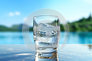 A glass of pure water, framed by natures beauty